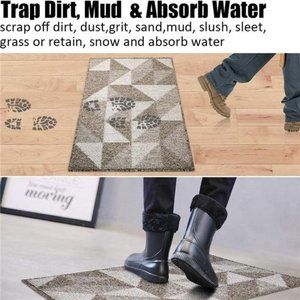 24"x 36", Absorbent Front Back Door Mat Floor Mats, Rubber Backing Non Slip